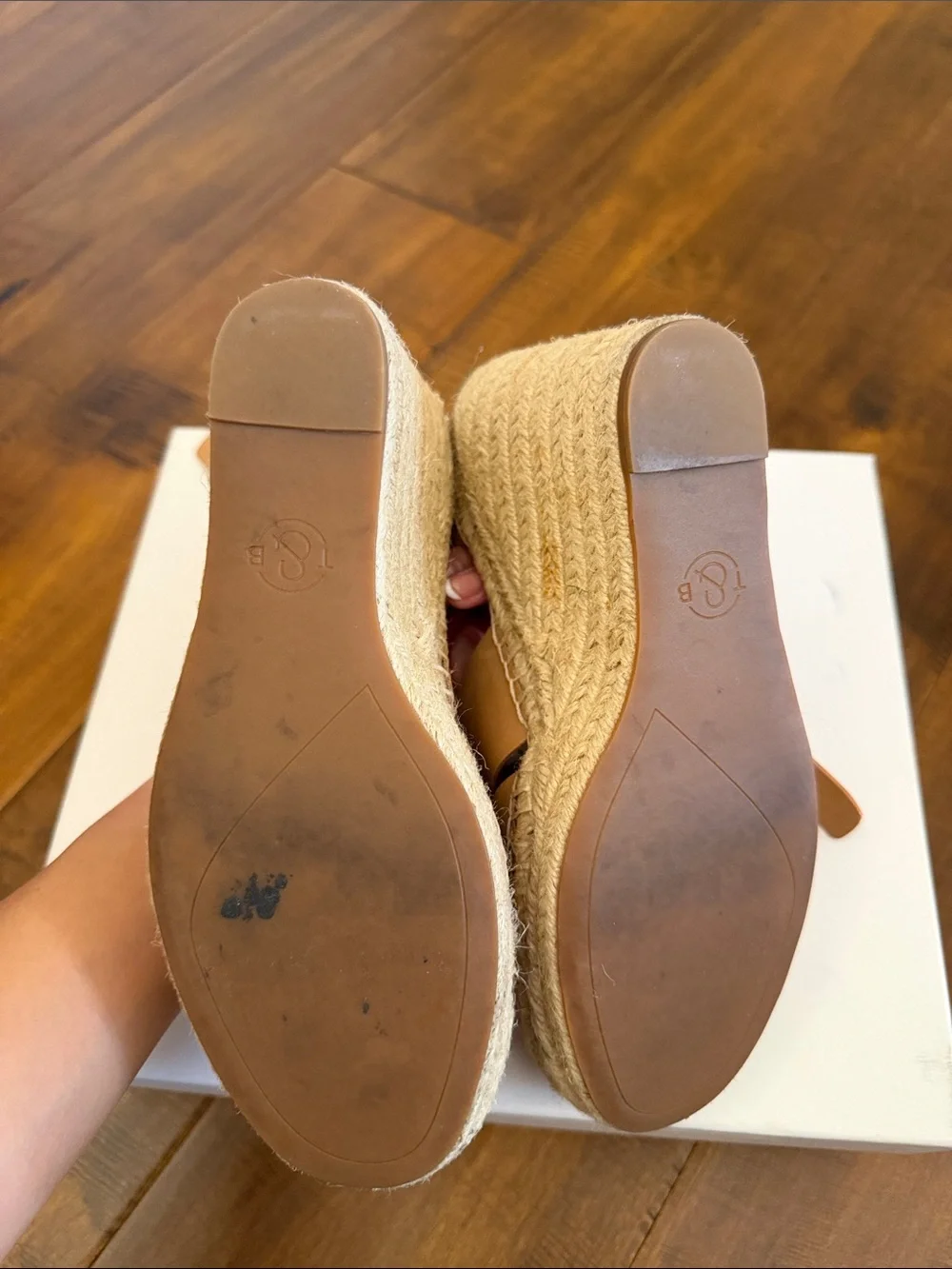 Treasure&Bond Women’s Tan Espadrille Wedge Sandals - Classic Leather Ankle Strap
